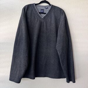 Gap Men’s Pullover Long Sleeve V Neck Casual‎ Gray Sweater Fleece Size XL
